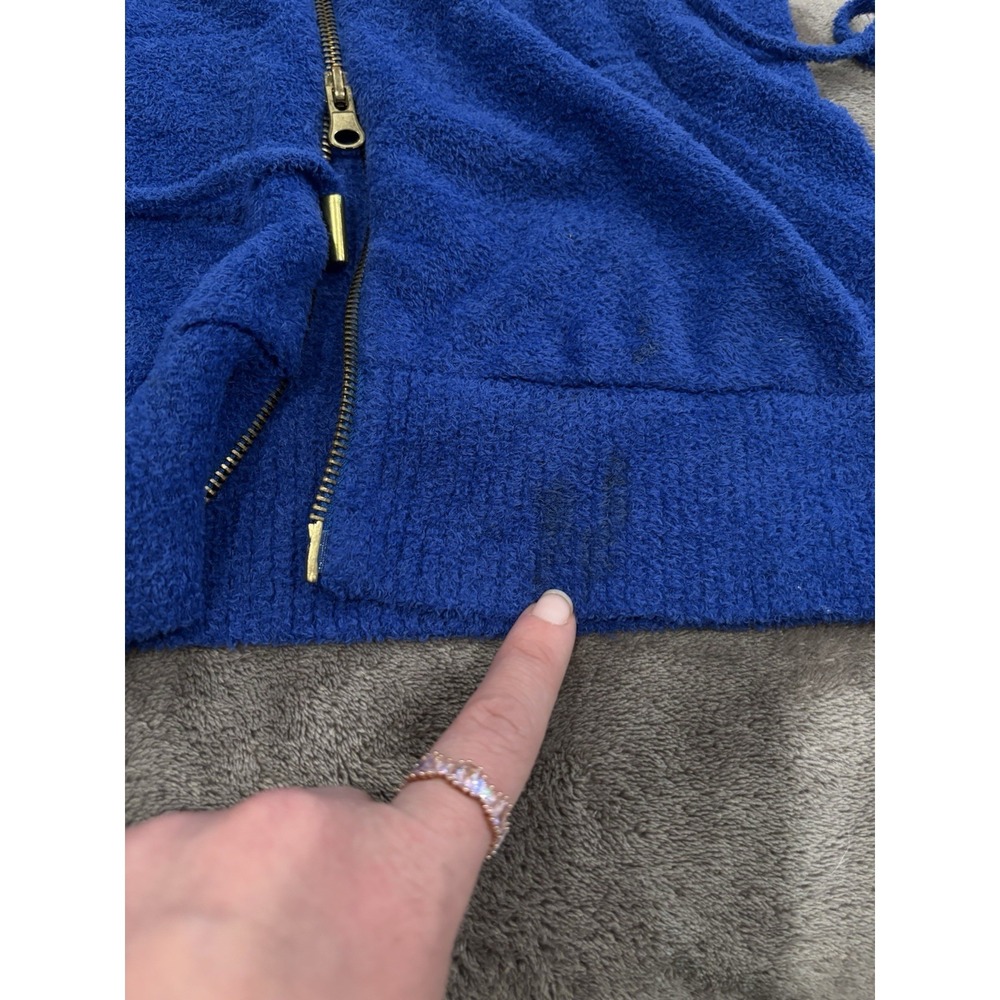 Cache Blue Terry Zip Up Hoodie Jacket Soft Cozy Y2K Retro Size S - Picture 11 of 11